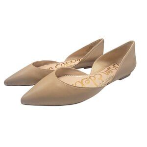Sam Edelman Rodney d'Orsay Womens Leather Pointed-Toe Flats Size 9M Beige